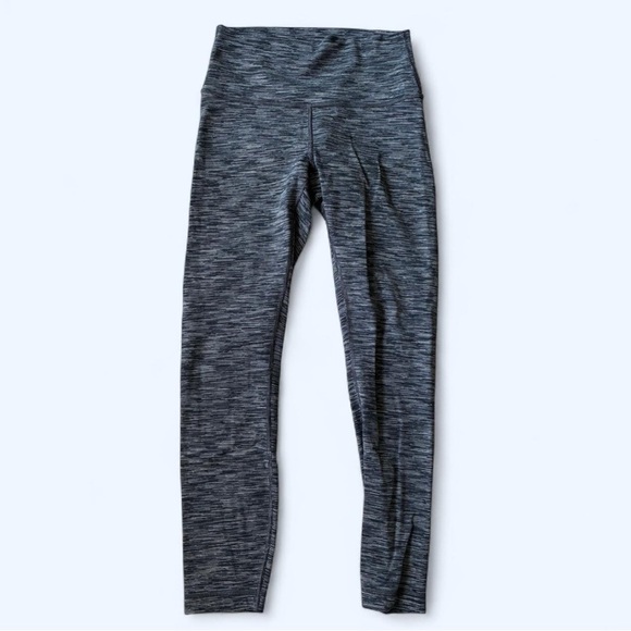 lululemon athletica Pants - Lululemon Charcoal Gray Navy striped leggings Excellent condition